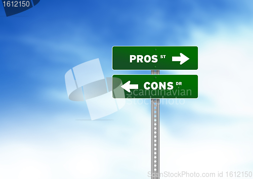 Image of Pros and Cons Road Sign