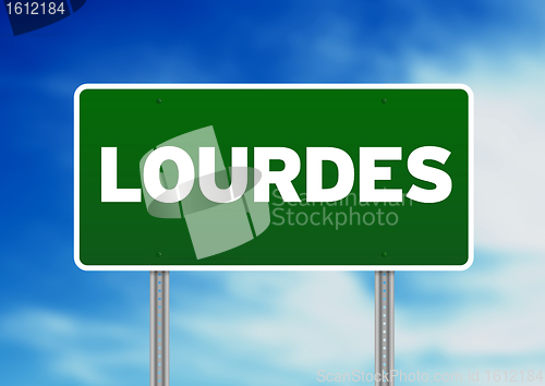 Image of Green Road Sign -  Lourdes, France