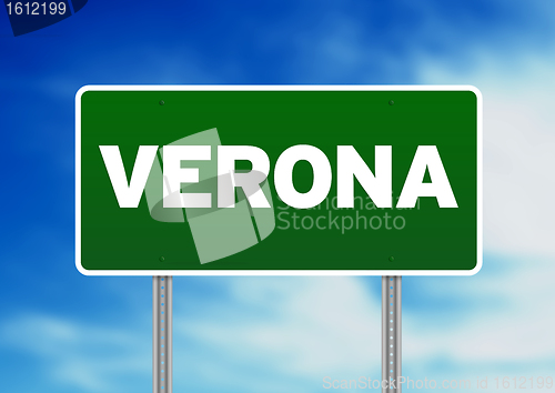 Image of Green Road Sign - Verona, Italy