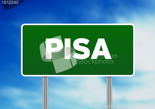 Image of Green Road Sign - Pisa, Italy