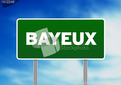 Image of Green Road Sign -  Bayeux, France