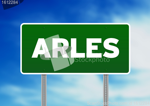 Image of Green Road Sign -  Arles, France