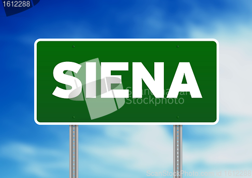 Image of Green Road Sign - Siena, Italy