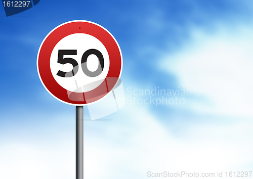 Image of 50kmh speed limit road sign