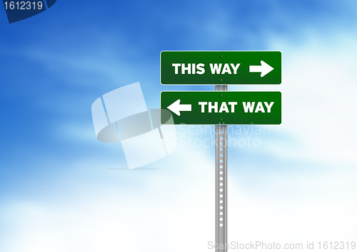 Image of Green Road Sign - This Way, That Way