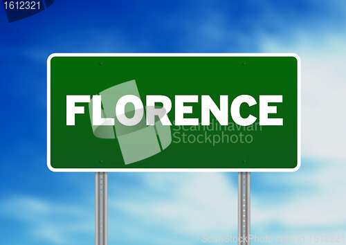 Image of Green Road Sign - Florence, Italy