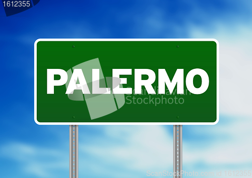 Image of Green Road Sign - Palermo, Italy