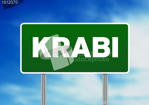 Image of Green Road Sign - Krabi, Thailand