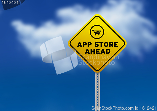 Image of App Store Ahead Road Sign