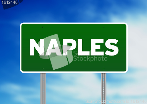 Image of Green Road Sign - Naples, Italy