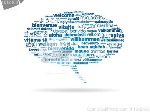 Image of Speech Bubble - Welcome in different languages
