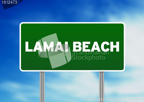 Image of Green Road Sign - Lamai Beach, Thailand
