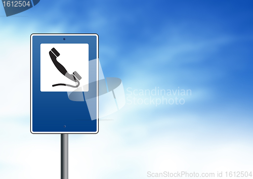 Image of Blue Road Sign - Emergency Phone