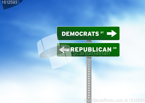 Image of Democrats and Republican Road Sign