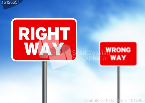 Image of Right way Wrong way street signs