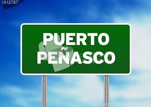 Image of Green Road Sign - Puerto PeÃ±asco