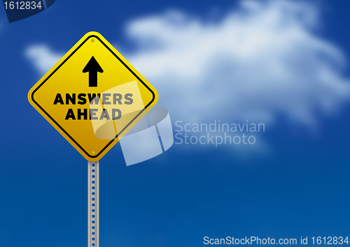 Image of Answers Ahead Road Sign