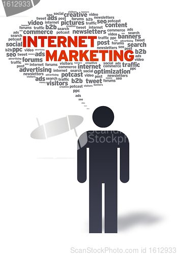 Image of Paper Man with internet marketing Bubble