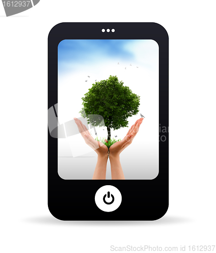 Image of Mobile Phone and Tree alive
