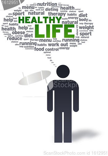 Image of Paper Man with healthy life Bubble