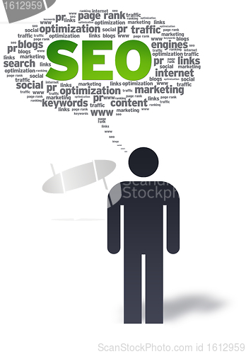 Image of Paper Man with SEO Speech Bubble