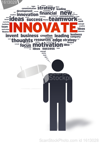 Image of Paper Man with innovate Bubble