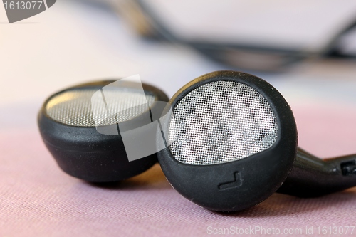 Image of simple headphones macro shot