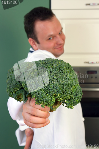 Image of Chef and broccoli