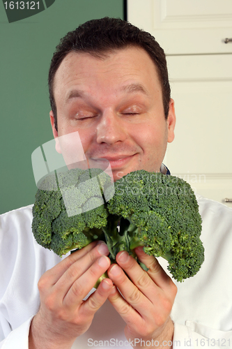 Image of Chef and broccoli