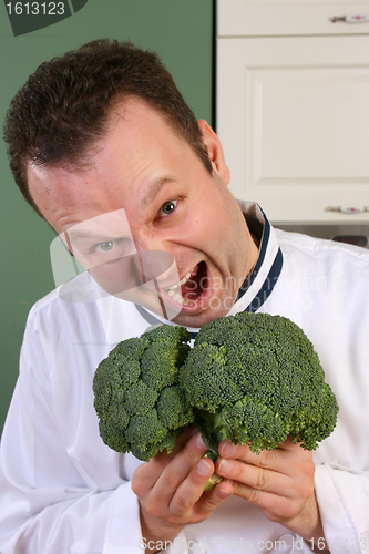 Image of Chef and broccoli