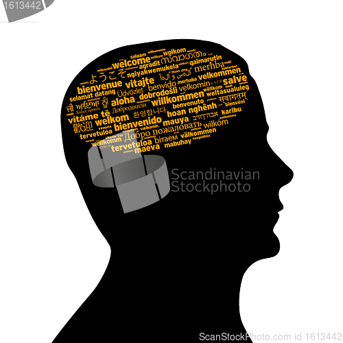 Image of Silhouette head - Welcome in Different languages