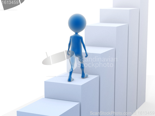 Image of Business man climbing stairs. 3d rendered illustration. 