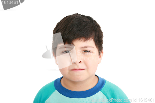 Image of Close up portrait of cute little boy on background 