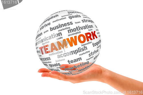 Image of Hand holding a Teamwork 3D Sphere