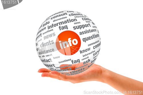 Image of Hand holding a Info 3D Sphere