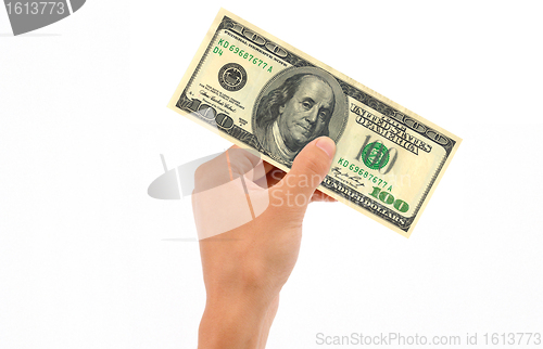 Image of Hand Holding 100 Dollar Bill