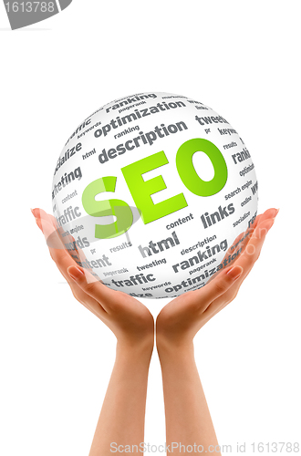 Image of Hands holding a SEO Sphere