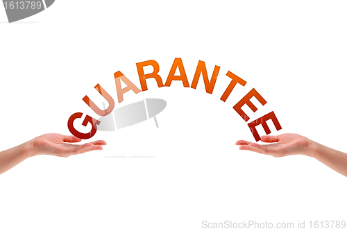 Image of Hands holding the word guarantee.