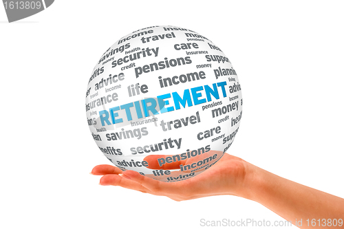Image of Hand holding a Retirement 3D Sphere