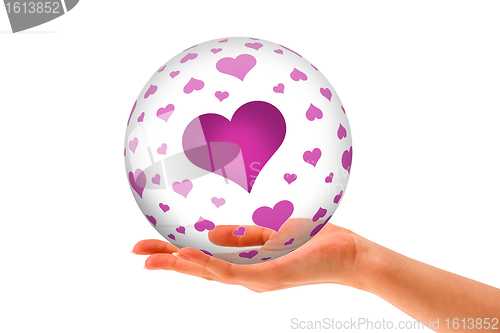 Image of Hand holding a  Love 3D Sphere