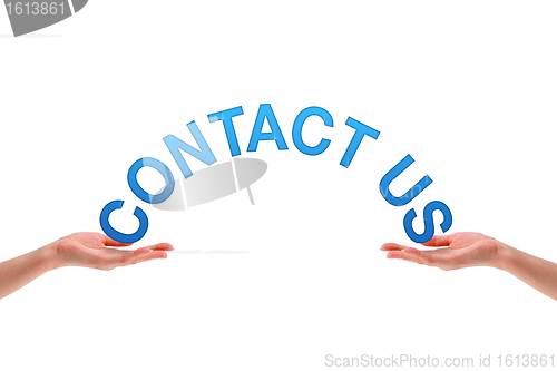 Image of Hands holding the word contact us