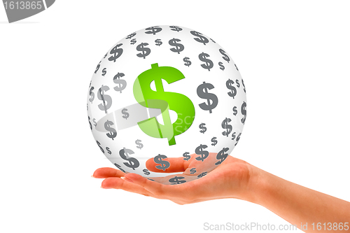 Image of Hand holding a Dollar 3D Sphere