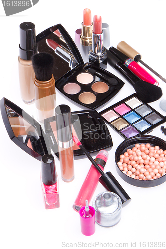 Image of set of cosmetic makeup products