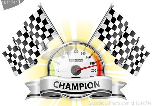 Image of Speedometer with Flags and Ribbons