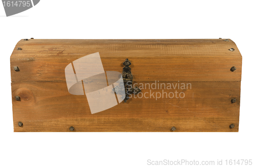 Image of old wooden coffer closed isolated