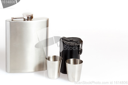 Image of Hip flask and cups 