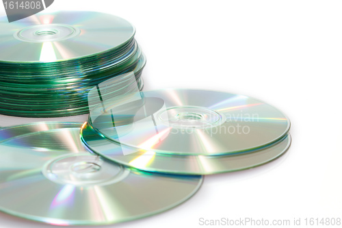 Image of compact discs cd on a white background 