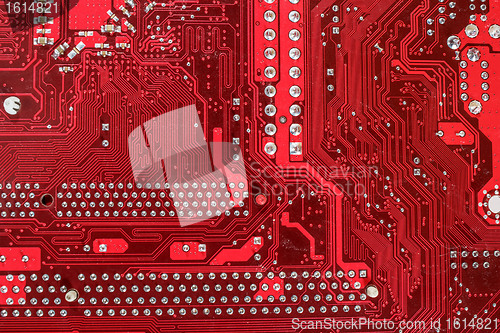 Image of Close up of computer circuit motherboard