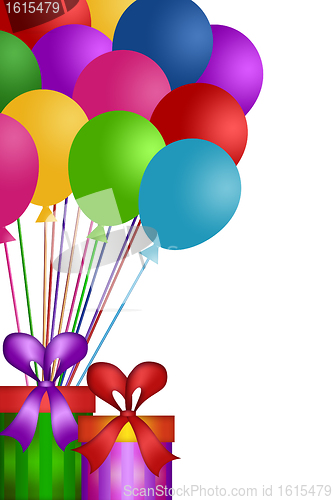 Image of Balloons with Gift Wrapped Presents