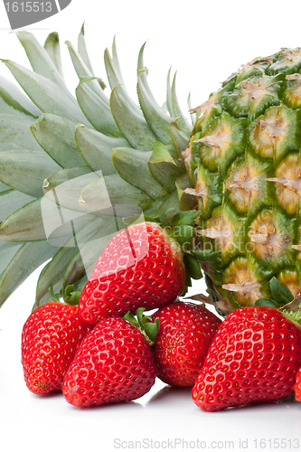 Image of Isolated fruits - Pineapple and Strawberries 